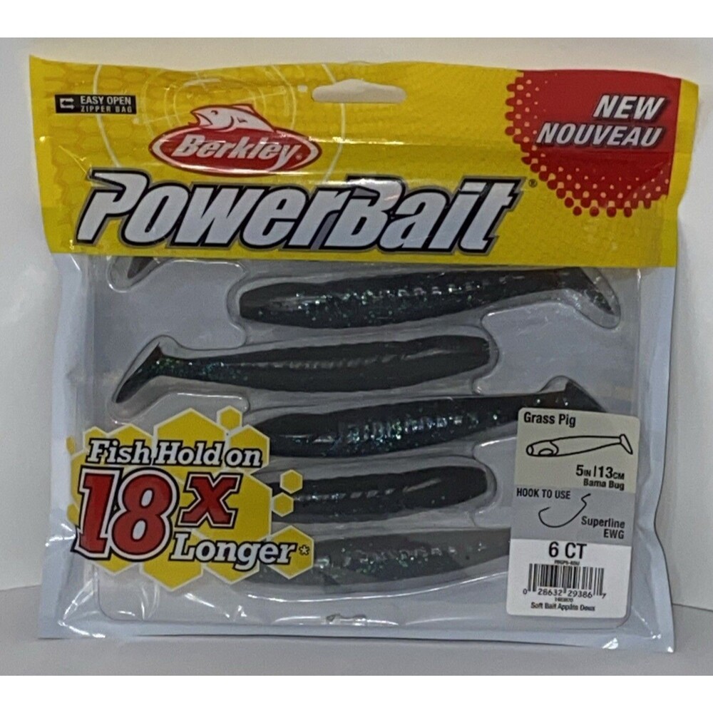 Berkley Power Bait Grass Pig Soft Plastic Swimbait 6pk Bama Bug